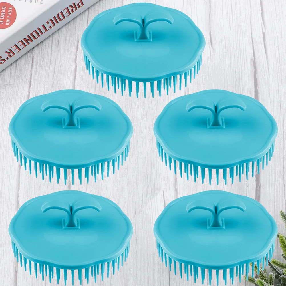 5PCS Plastic Hair Shampoo Brush Hairdressing Massage Combs Round Hair Cleaning Brush Portable Scalp Massage Brush Antipruritic S