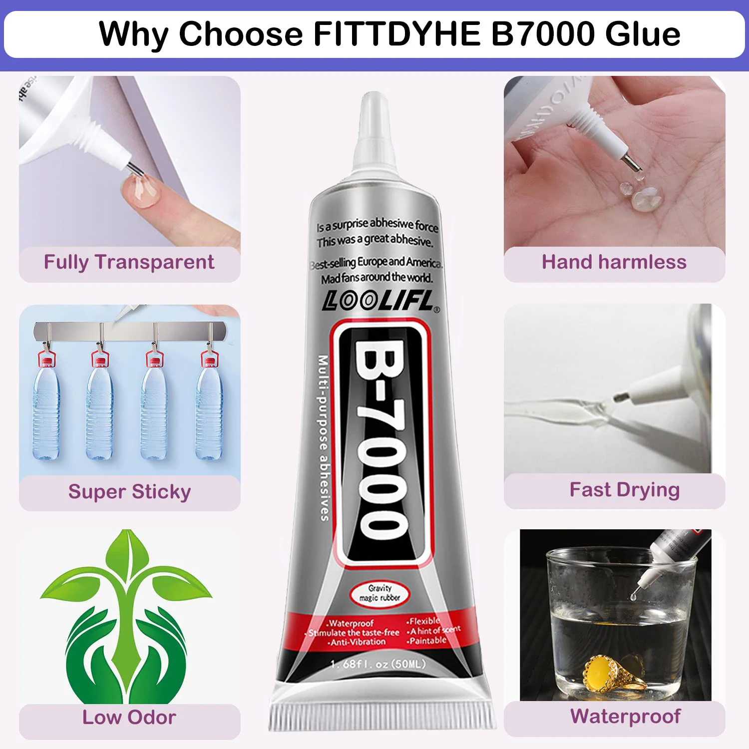 B-7000strong adhesive, adhesive paste for rhinestone crafts, clothing and shoes, jewelry production,mobile phone screens leather image 6