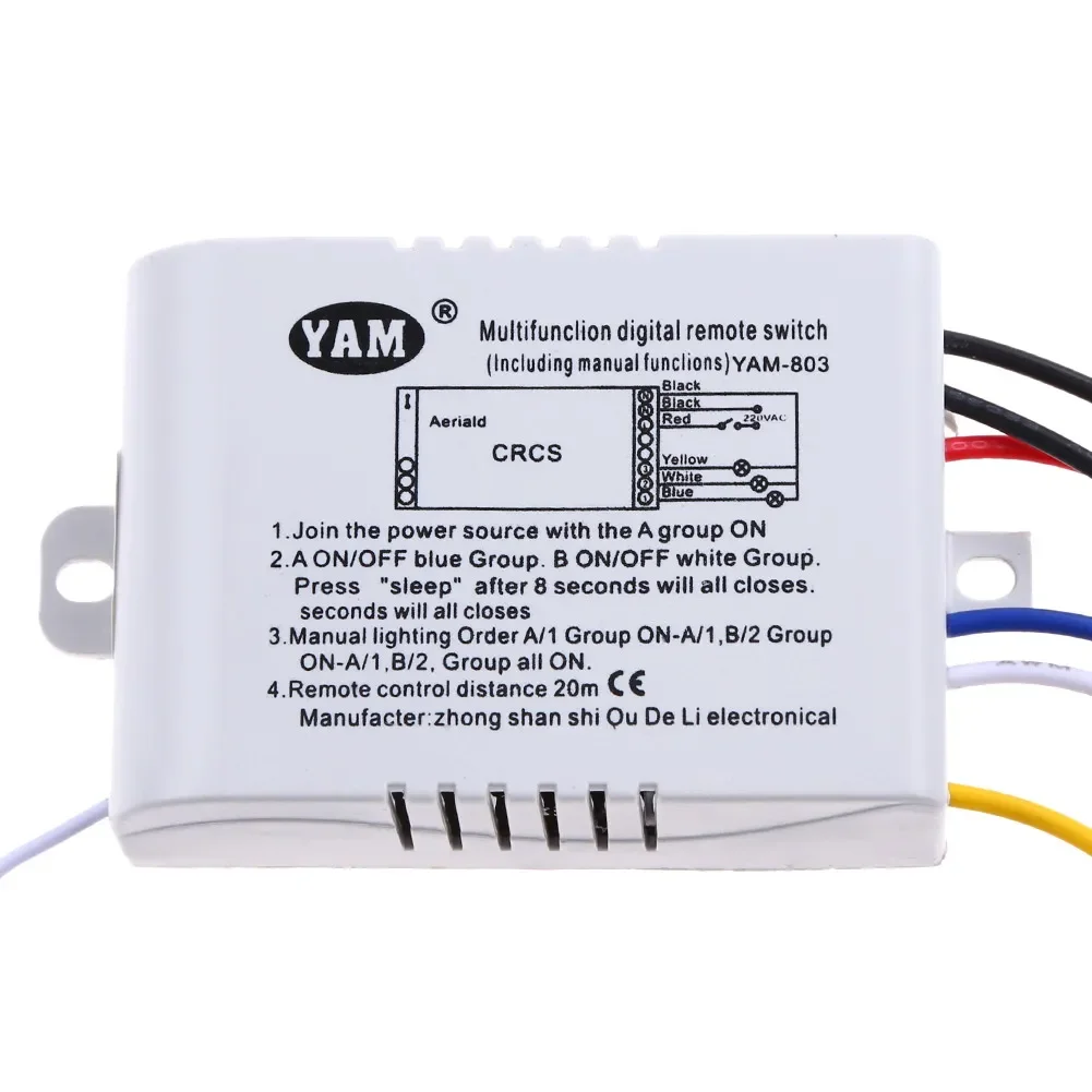 Wireless Remote Control Light Switch Digital ON OFF RF433 for Bulb Chandelier 180 240V 1 2 3 Ways