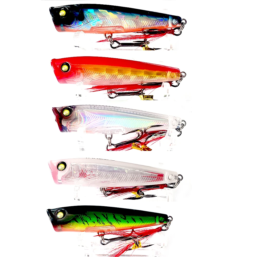 TAKEDO LB65 Top Water 65MM 7G Popper Sea Fishing Lures Artificial Bait With BKK Hooks Wobbler 3D Eyes Lure For Bass Tuna