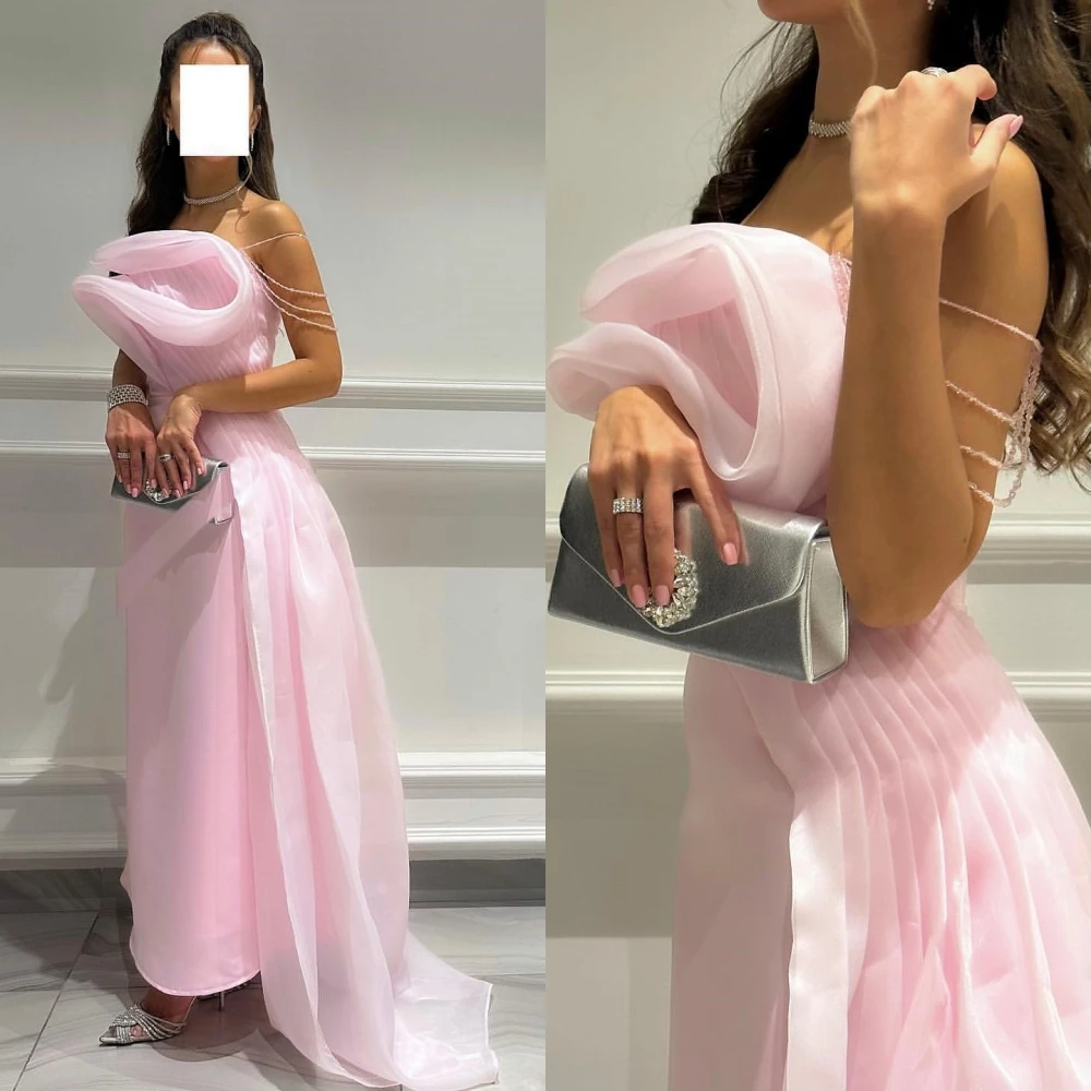 Customized Intricate Fashion Strapless A-line Draped Tulle Formal Occasion Gown ladies dresses for special occasion فستان سهرة