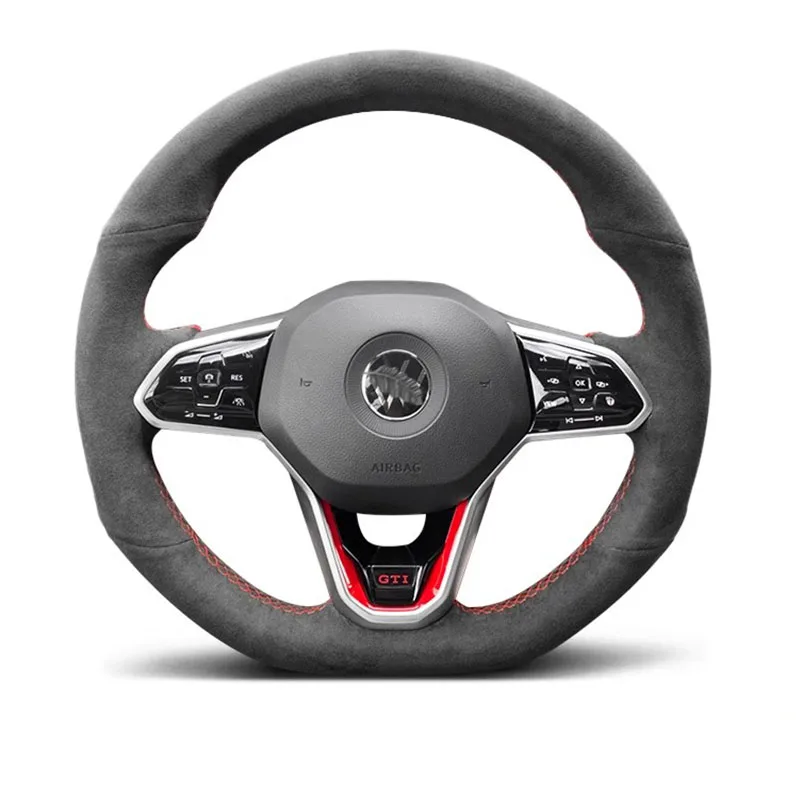 DIY Hand-Stitched Genuine Leather carbon fibre Steering Wheel Cover For Volkswagen VW ID3 ID4x 2022 2023 Auto Interior