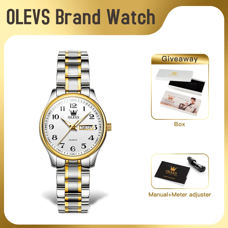 

OLEVS 5567 Women Watch Original Watches For Women Stainless Steel Quartz Wristwatch Gifts For Women Reloj Waterproof Luminous