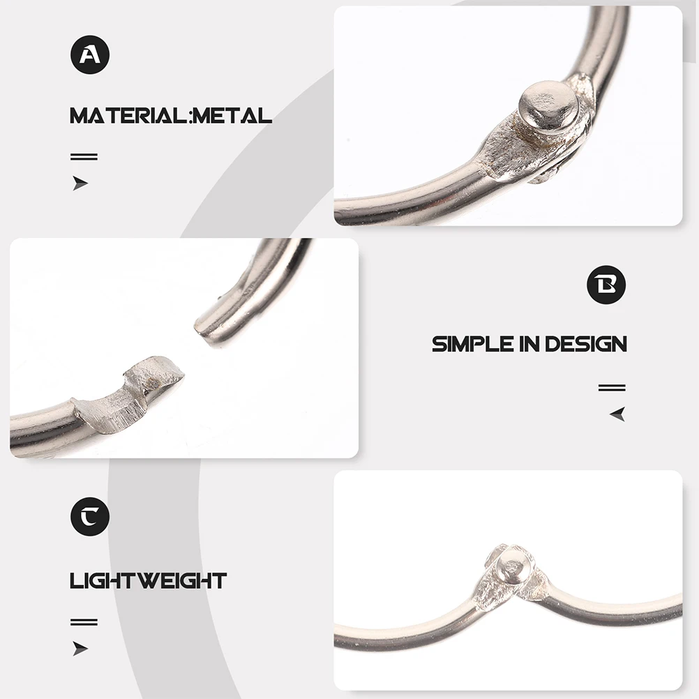 60 قطعة حلقات الموثق المعدنية عالية الجودة حلقات أوراق فضفاضة للمنزل والمكتب والمدرسة مشاريع ذاتية الصنع حلقة الموثق حلقة معدنية