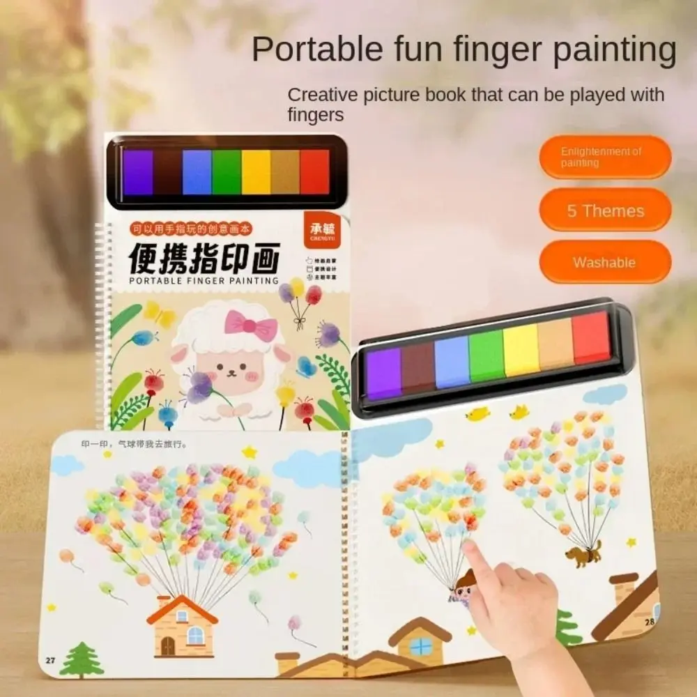 Cartoon Animal Drawing Coloring Books Handmade Washable Finger Art Thick Drawing Book Coloring Book DIY Finger Painting Set