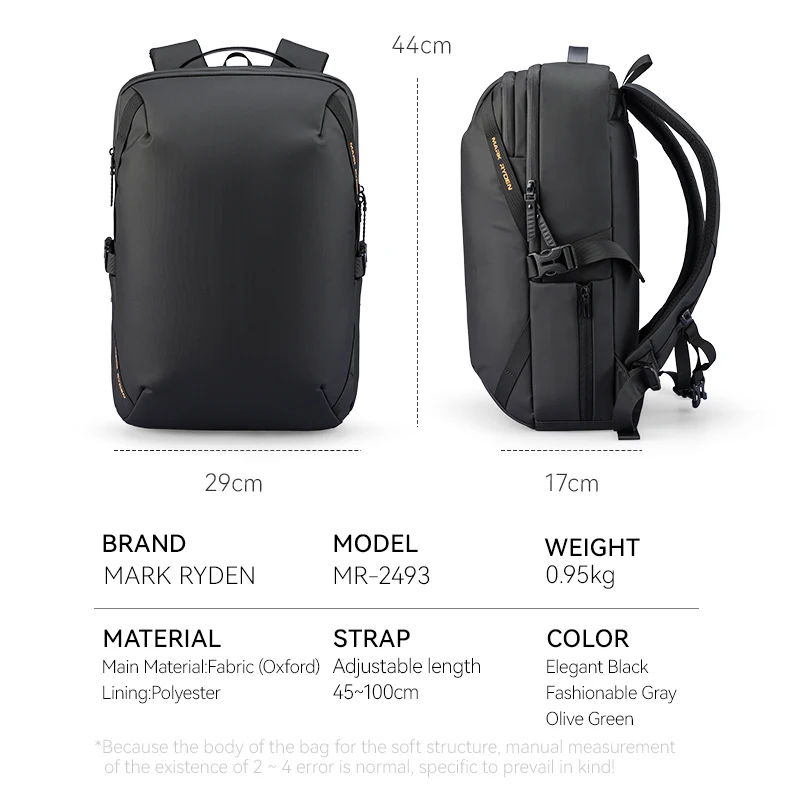 Mark Ryden Oxford Travel Male Laptop Backpack Waterproof Business Bag for Men