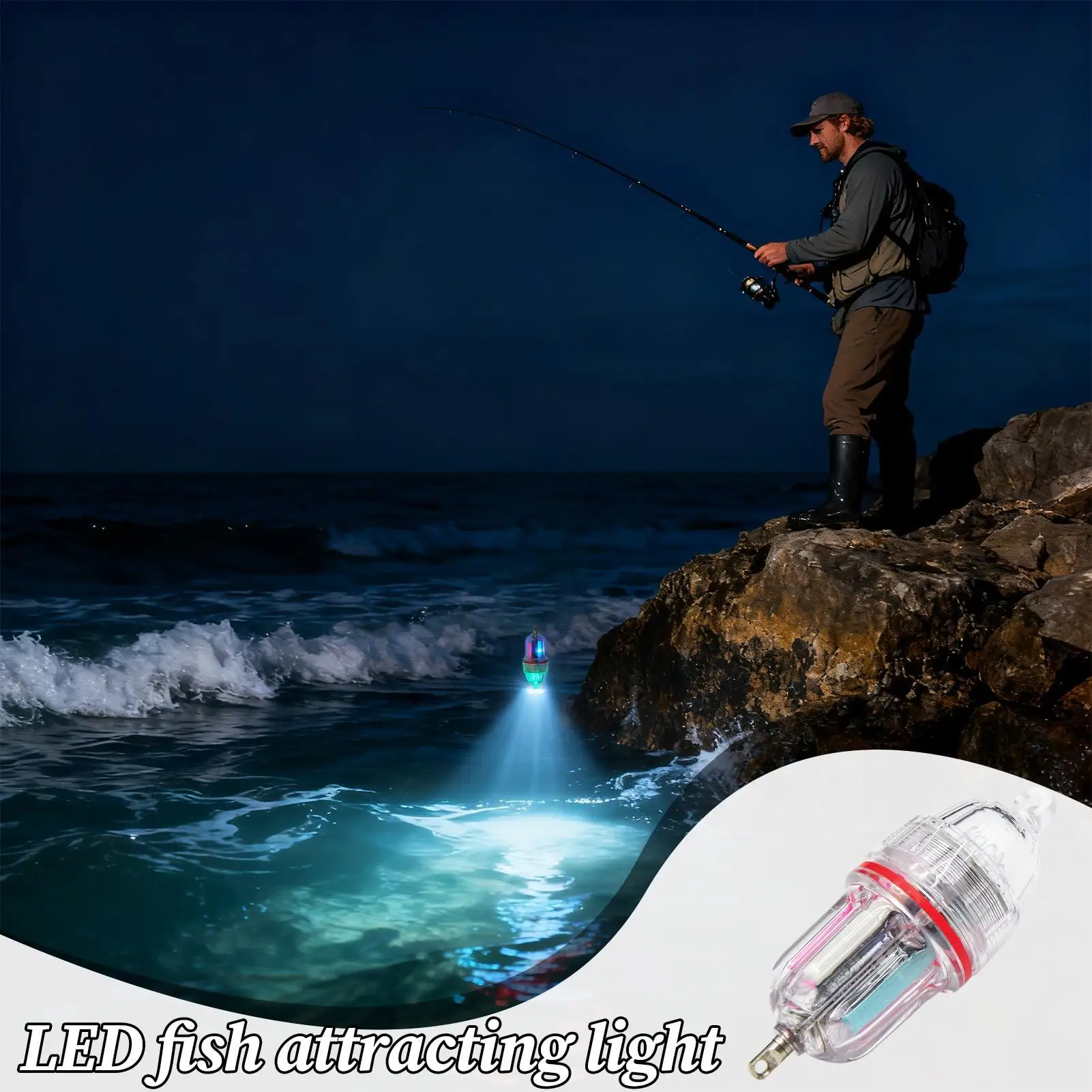 Fishing Light For Night Bright Waterproof Rotating Multi-color Fish Accessories LED Submersible Lights For Dark Dock Pond Pier