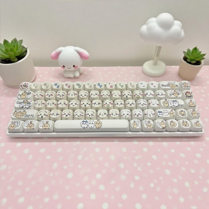 

Cartoon Usaqi MOA Height PBT Material Keycaps Mechanical Keyboard Keycap Replacement Compatible with 61/68/75/87/98 Keyboards