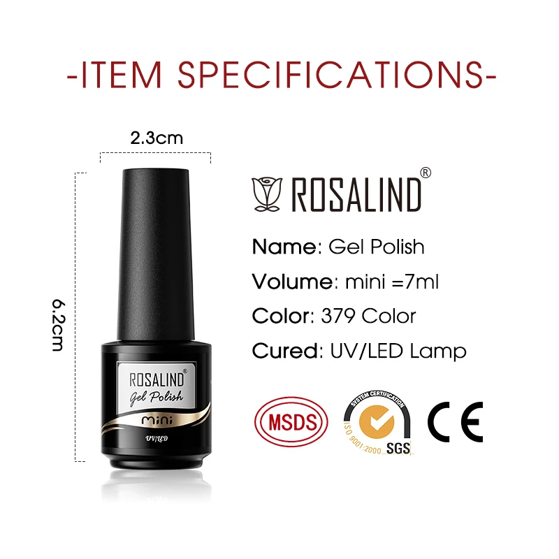 ROSALIND Gel Polish Semiperment UV Varnish Gray Classical Colors Gel Varnishes Led Esmaltes Manicure Matt Base Top Coat Nail Art