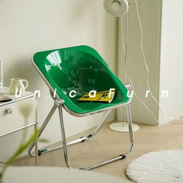 

Warming Nordic Medieval Folding Chair Simple Household Transparent Chair Small-sized Milk Tea Shop Restaurant Waiting Chair 2025