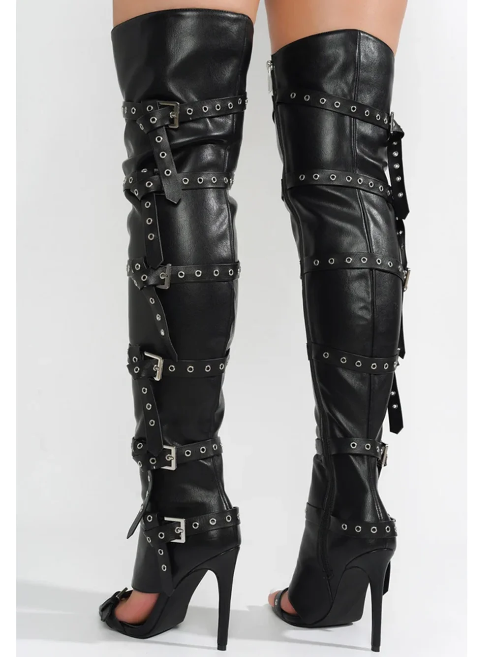 حزام معدني مشبك الجوف خارج صندل طويل الأحذية مثير أشار تو الجلود الدنيم مخصص الوافدين الجدد أزياء النساء الأحذية الحديثة #3