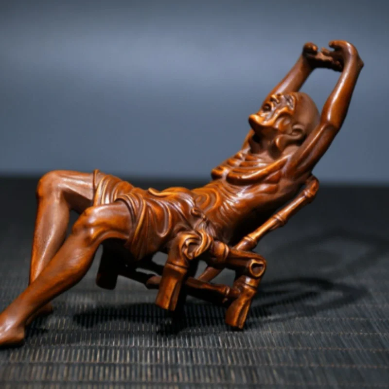 

Antique miscellaneous collection boxwood carving Arhat Buddha statue ornament home desktop decoration crafts