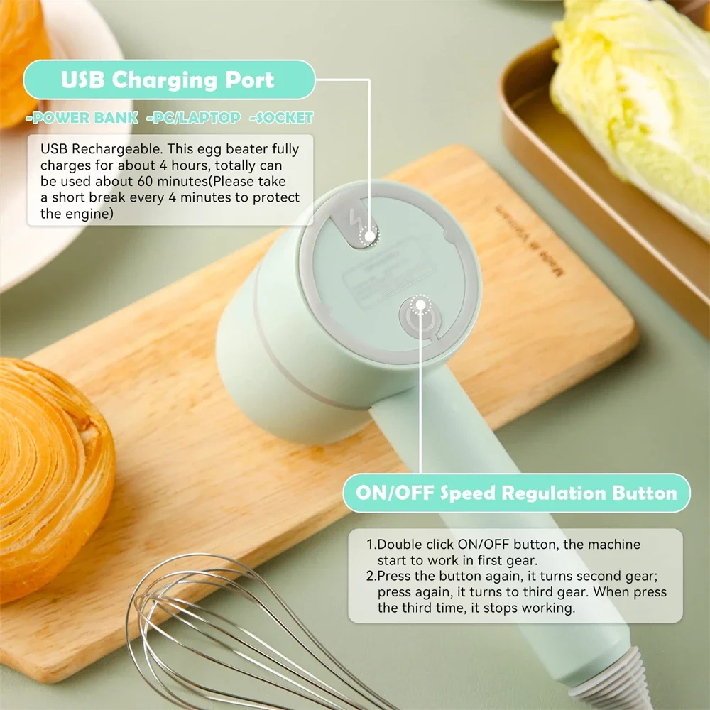 Electric Food Processors Set Portable Blender Mixer Kitchen Tools Hand Mixer Milk Frother Egg Beater Cake Baking Kneading Mixer