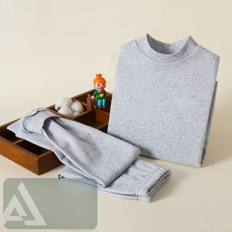 5A Antibacterial Kids Color Cotton Thermal Underwear Set 100% Cotton Thermal Autumn Wear for Medium Large Teens