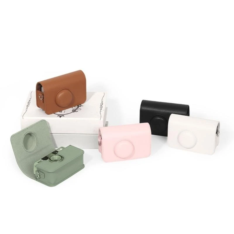 E8BA ألوان صلبة تحمل حالة جلدية محمولة حقيبة كاميرا رجعية