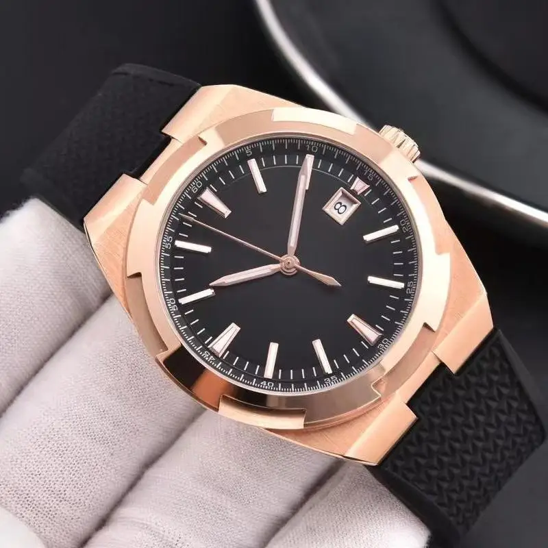 ساعة يد ميكانيكية أوتوماتيكية فاخرة للرجال باللون الأسود والأزرق والمطاط للرجال على طراز الخارج 41 ملم