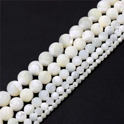 Natural Round Trochus Shell Bead White Mother Of Pearl 6 8 10mm Loose Spacer Beads For Jewelry Making DIY Bracelet Necklace 15''