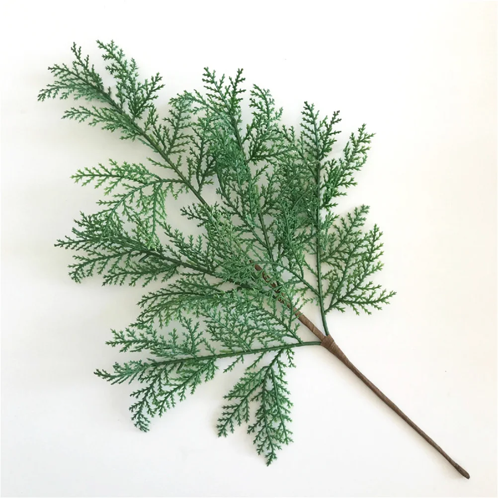 

6pcs Lifelike Artificial Pine Cypress Leaves No Water Soil Sunlight Needed Home Office Hotel Garden Decor Fake Flower Plastic