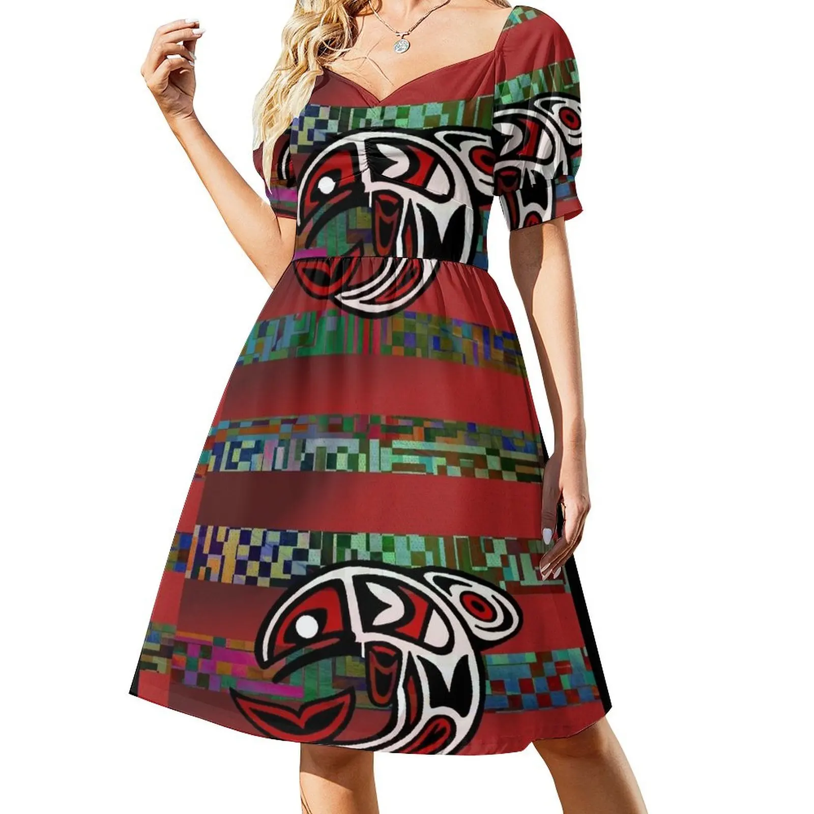 

Salmon Totem Short-Sleeved Dress ladies dresses for special occasions summer women's dress 2025