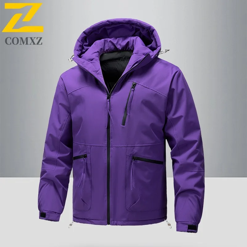 

COMXZ 2025 MY1868 Winter Men Hong Kong Style Loose Cotton Jacket Thick Windproof Warm Hooded Plain Public Version 6