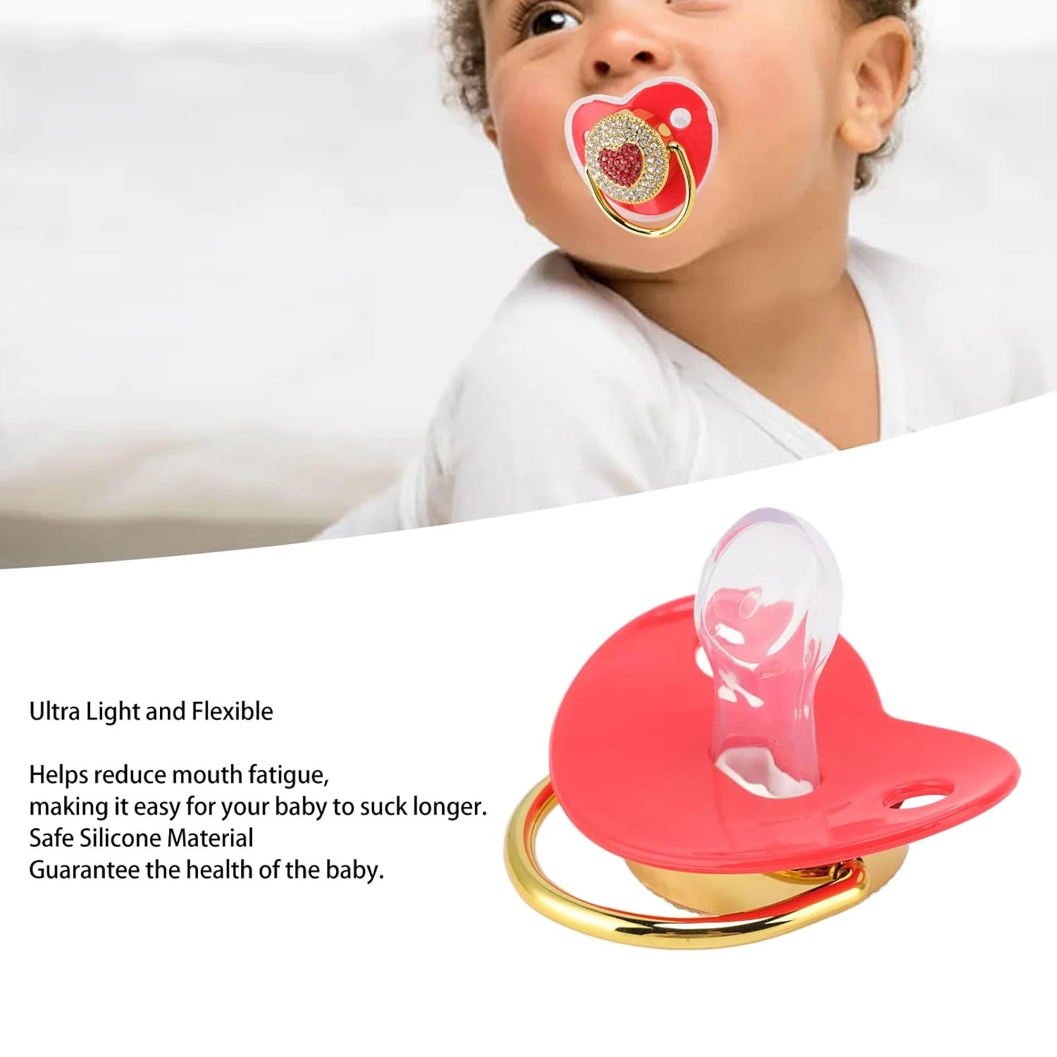 Newborn photography accessories - exquisite and luxurious reassuring diamond silicone nipple, keeping babies quiet and BPA free