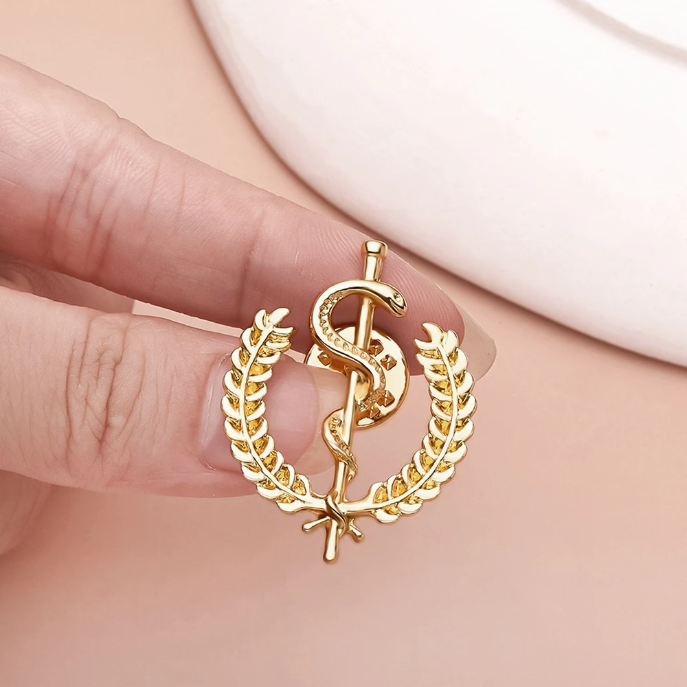 Hanreshe Medical Caduceus Brooch Pin Doctor Nurse Lapel Hat Bag Badge Brooches Medicine Psychology Surgery Jewelry Gifts