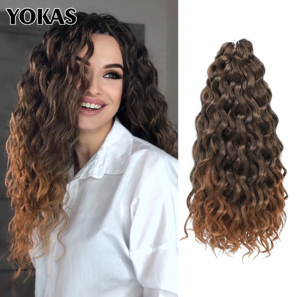 

Crochet Hair Extensions Hawaii Curl Synthetic For White Women 18 Inch High Temperature Braiding Hair Extension For Female