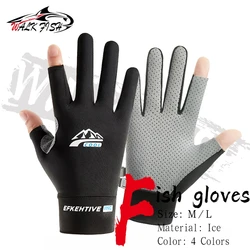 WALK FISH 1 Pair Outdoor Sport Gloves Fishing Clothing Ice silk Waterproof Anti-slip Durable Cycling Fishing Glove