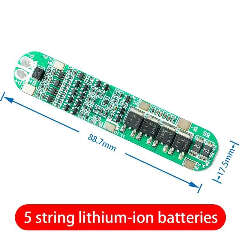 5S 18.5V 18650 Lithium Battery Protection Board Anti-overcharged over-discharge 21V Solar Lighting Li-ion Lipo 5 Pack 15A 25A