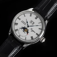Sugess-Reloj de pulsera de lujo para Hombre, cronógrafo con movimiento mecánico automático, fase lunar Real, estilo Retro, zafiro