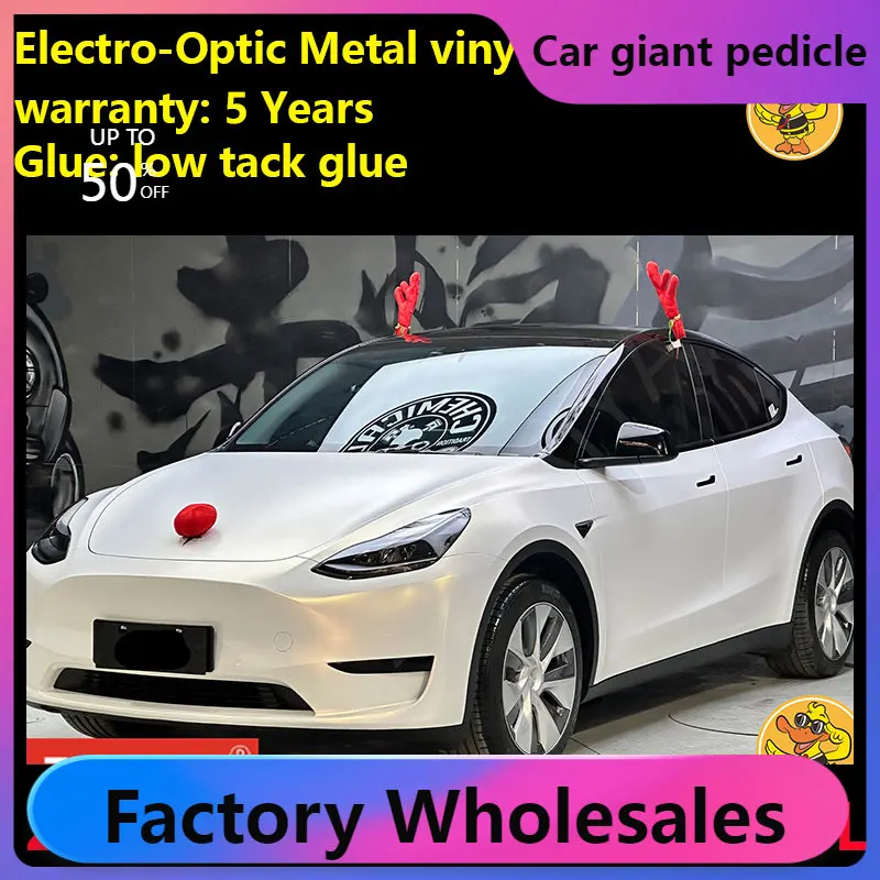 

White to Gold Electro-optical Metal Vinyl Wrap For Car Wrapping Covering Foil Air Bubble Free Low Tack Glue1.52*18M/Roll 5x59ft