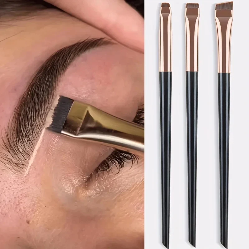 Juego de 1/3 de brochas de maquillaje, brocha para delineador de ojos con cabezal oblicuo fino, brocha para cejas, delineador de ojos, brocha ultrafina para sombra de ojos