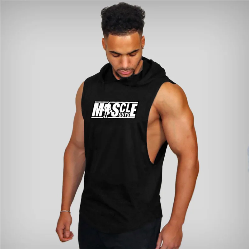 Muscleguys Running Vests Bodybuilding Stringer Hoodies Gym Sleeveless Hoodie Fitness Tank Top Mens Clothing Cotton Hoodies