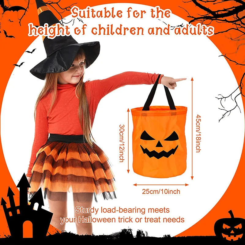 Halloween Costumes Cosplay Accessory Hand-held Pumpkin Bag Children's Candy Gift Bag LED Glow Bag