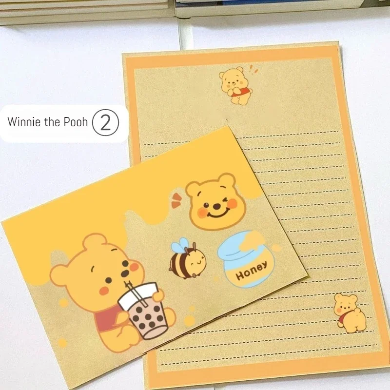 

New 20 Pcs/set Winnie The Pooh Kraft Paper Envelope Letter Paper Anime Cartoon Set Creative Letter Paper Wishing Children
