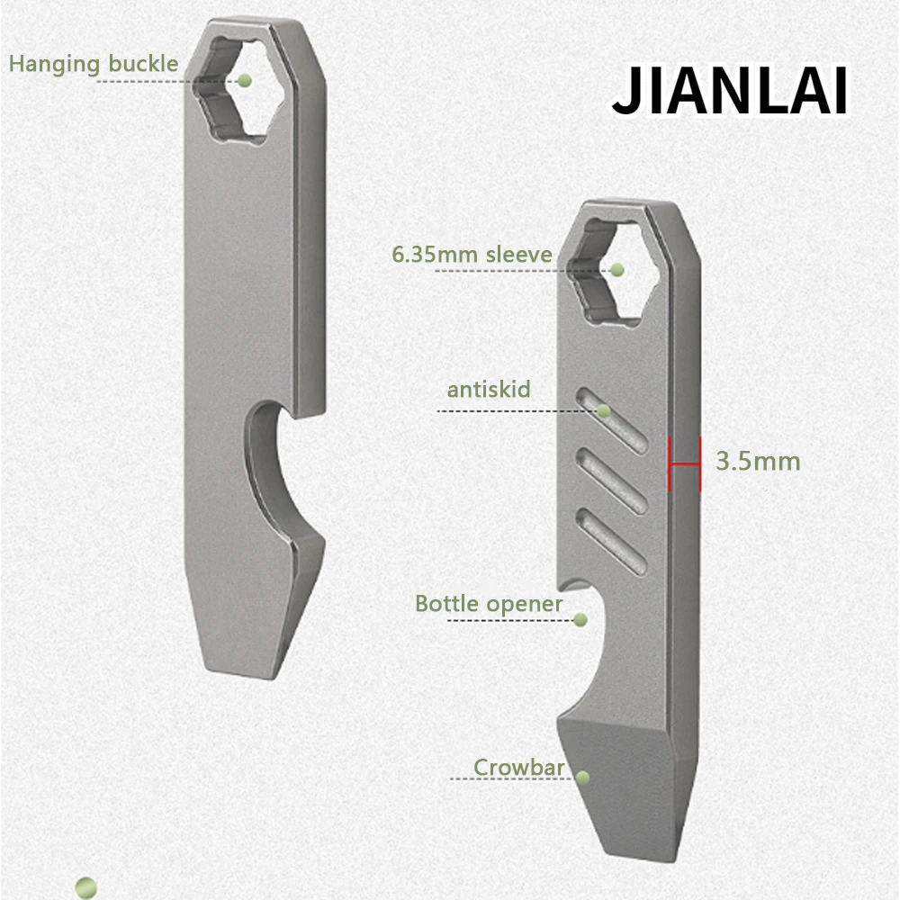 

NEW Mini TC4 Titanium Alloy Crowbar Bottle Opener Graduated Scale Hexagon Wrench EDC Outdoor Tools Multifunction Camping Gear