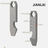 Mini TC4 Titanium Alloy Crowbar Bottle Opener Graduated Scale Hexagon Wrench EDC Outdoor Tools Multifunction Camping Gear