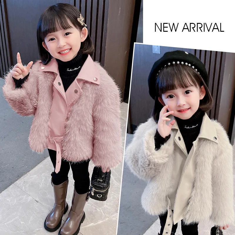 Kids Jackets for Girls  Winter Coat Girls' Coat Winter Girls' Motorcycle Fur Coat Denim Jacket  4-6y