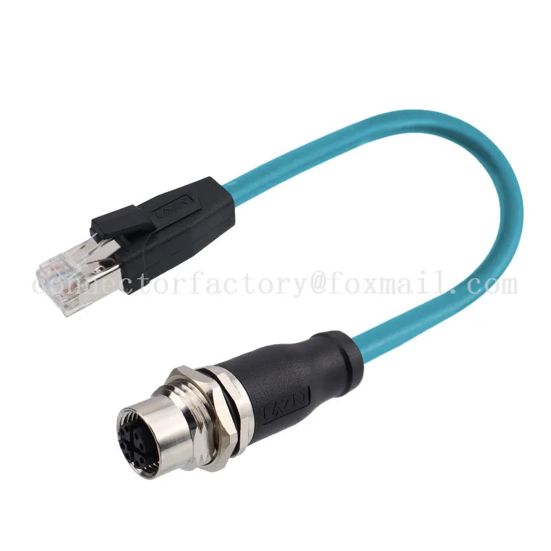 M12 To RJ45 Cognex 8-core X-Type Industrial Camera Ultra Flexible Sensor Connection Cable, 8-pin M12 Network Cable, Gigabit