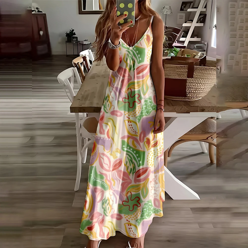 

Women'S Elegant Dress 2024 New Floral Print Halter Dress Hawaii Beach Vacation Casual Dress For Women Plus Size Clothing