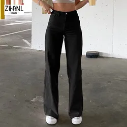 Y2K High Strecth Woman Loose Black Jeans Women Comfort Denim Wide Leg Pants Solid Casual Trousers Baggy Vintage Mom Flared Pants