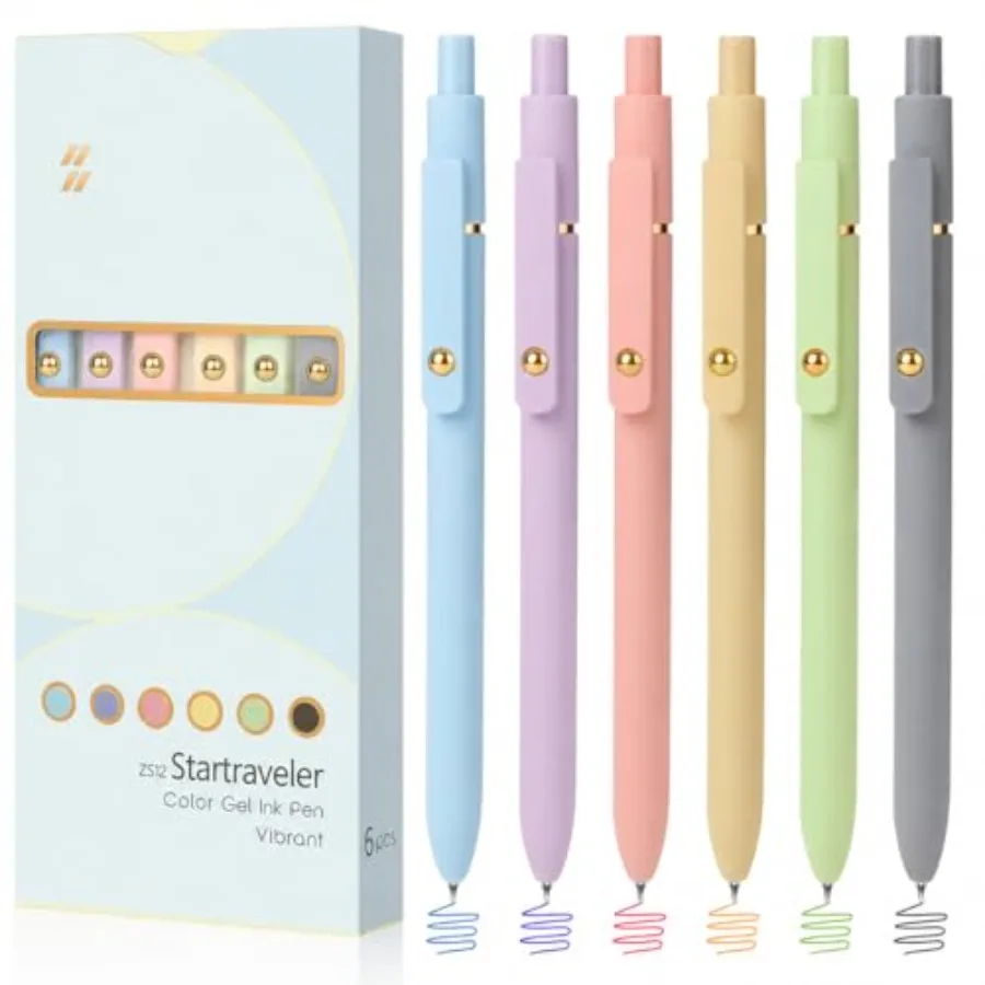 

Colored Pens, 6 Pack Colorful Gel Pens, Quick-Dry 0.7mm Medium Point for Journaling, Note Taking, Doodling, Aesthetic Office Sc