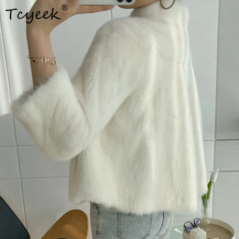 

Tcyeek Natural Whole Mink Coat Woman Winter Jacket Women Luxury Clothes Warm Real Fur Coats Black White Fashion Пальто Женское