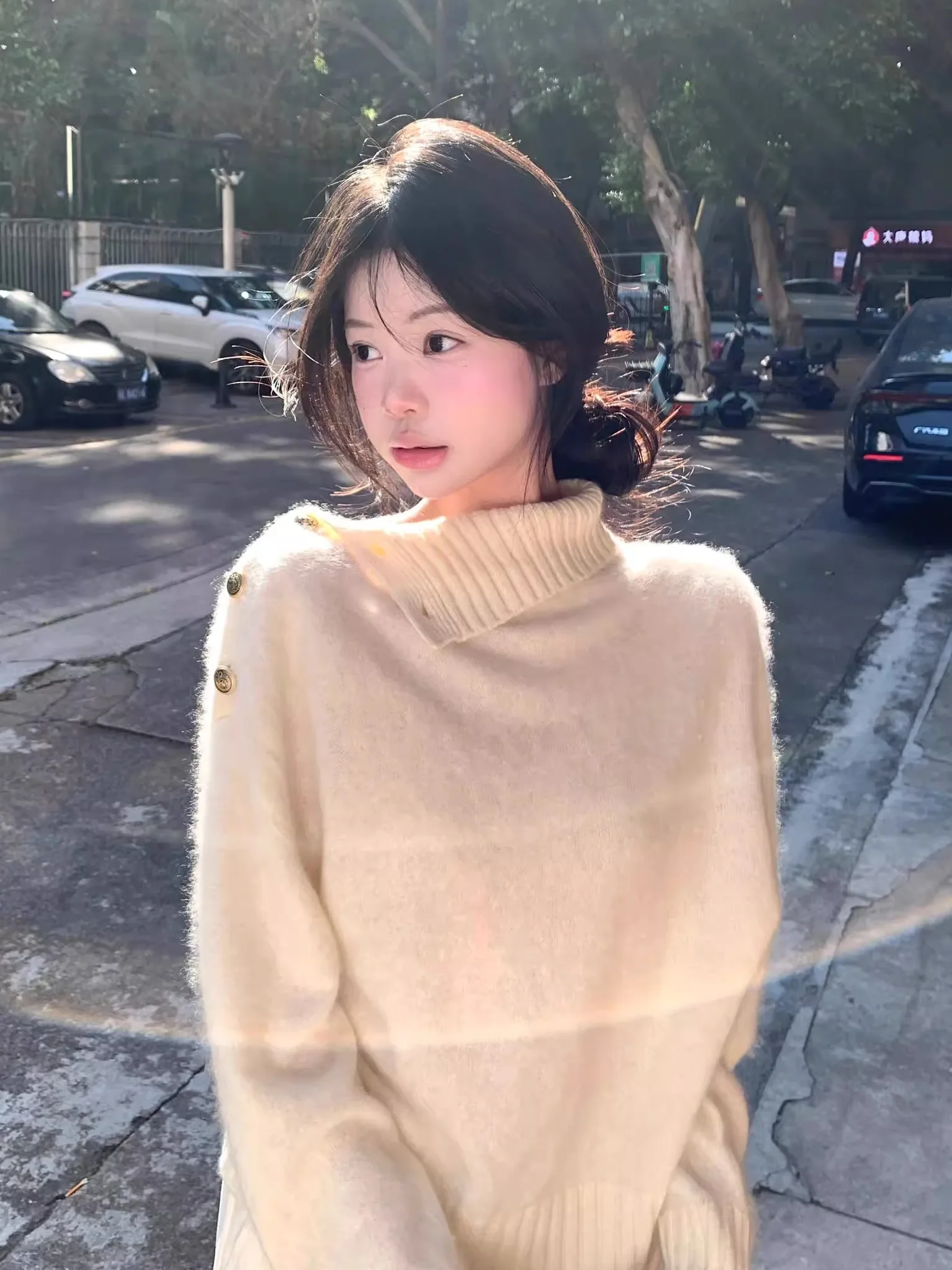 

Уютный высокий свитер Ne, женский свободный мягкий телесный белый топ на осень-зиму, удобный модный дизайн