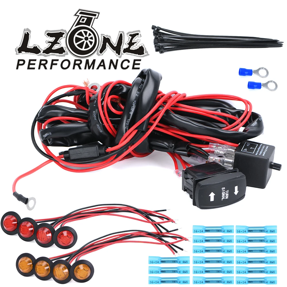 

Universal 12V ATV UTV Rocker Switch Turn Signal Kit Street Legal Kit with 8 Left & Right Signal Lamps For Polaris Ranger RZR