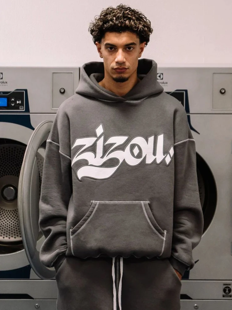 Autumn fashion trend brand letter printed reverse line hoodie Y2K hip-hop street wear men's and women's pullover top