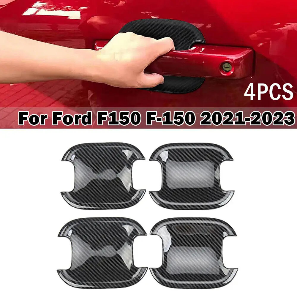 1 مجموعة لفورد F150 F-150 2021-2023 سيارة الخارجي مقبض الباب إكسسوارات خارجية لأبواب السيارات الكسوة ABS واقية ملصق اكسسوارات #1
