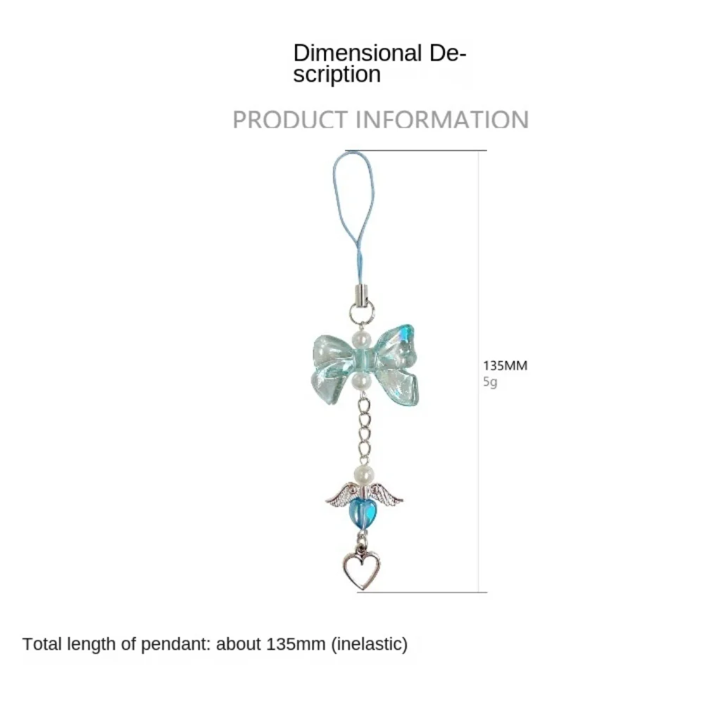 Love Pendant Heart Fringe Phone Lanyard Sweet Bowknot Love Heart Pendant Phone Strap Girly Backpack Charm Key Chain Pendant Gift