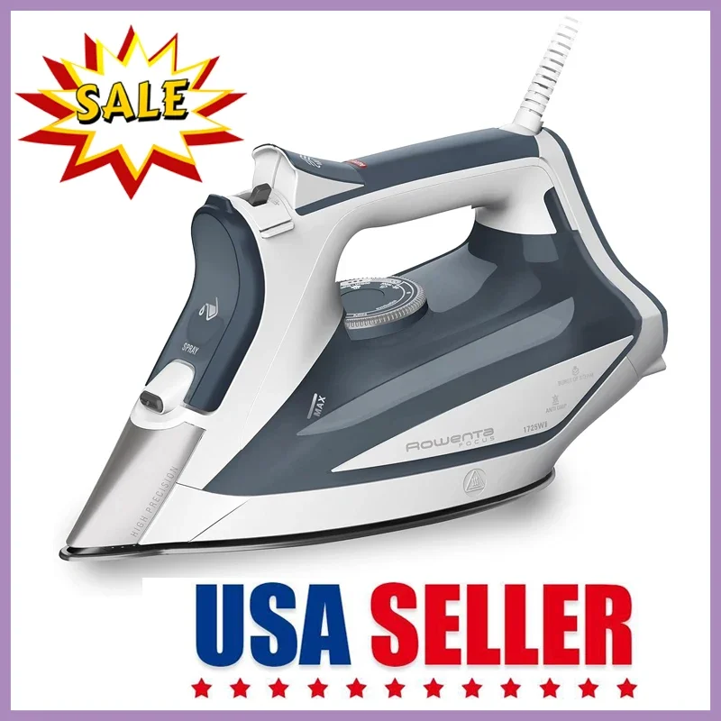 NEW Focus Stainless Steel Soleplate Steam Iron for Clothes Standard 400 Microsteam Holes, Powerful steam blast, Leakproof,