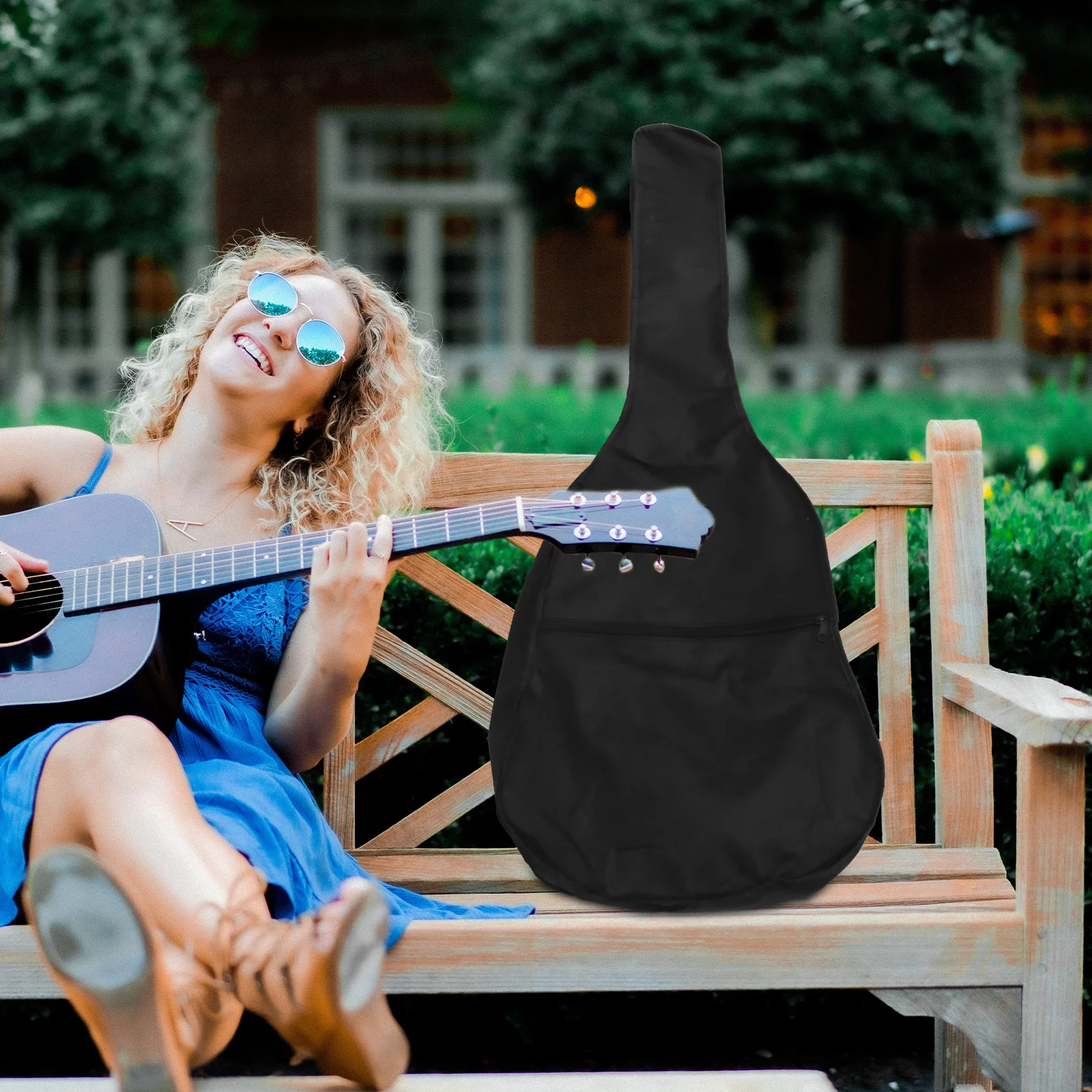 

Black Waterproof Oxford Cloth Folk Guitar Bag Soft Breathable Lightweight Design Easy Carry Impact Protection 41 Inch Guitar